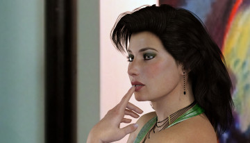 Картинка 3д+графика портрет+ portraits фон взгляд девушка