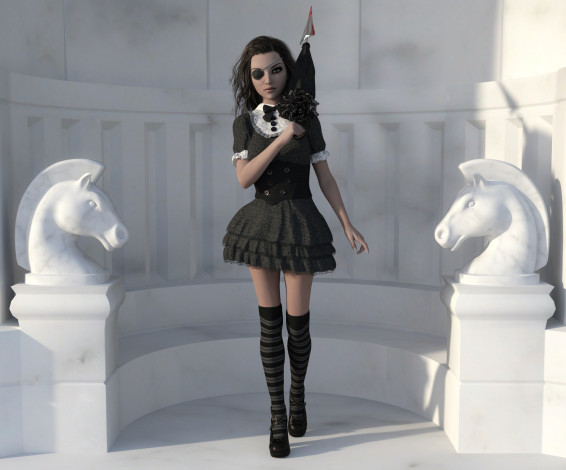 Обои картинки фото 3д графика, фантазия , fantasy, девушка, взгляд, фон