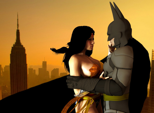 Обои картинки фото 3д графика, фантазия , fantasy, супермен, взгляд, девушка, фон