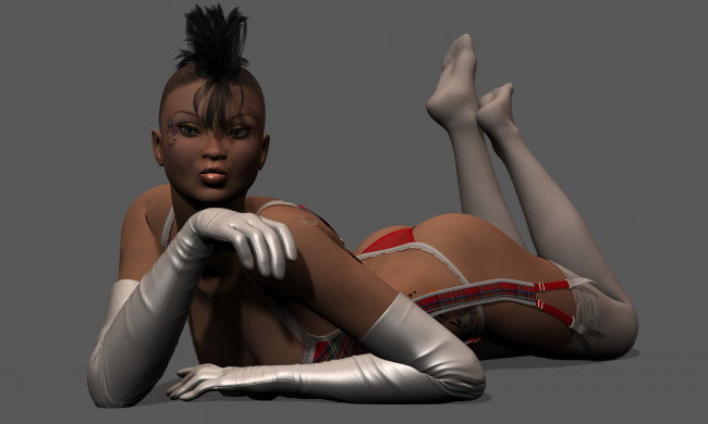 Обои картинки фото 3д графика, люди , people, девушка, взгляд, фон, панк