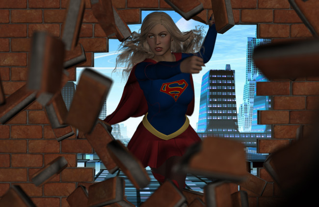 Обои картинки фото 3д графика, фантазия , fantasy, девушка, взгляд, фон, супермен