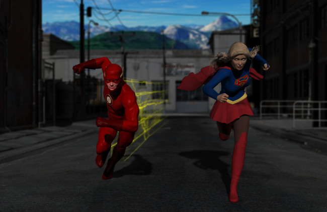 Обои картинки фото 3д графика, фантазия , fantasy, девушка, взгляд, фон, супермен