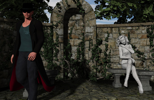 Обои картинки фото 3д графика, фантазия , fantasy, парень, взгляд, фон