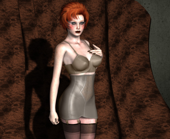 Обои картинки фото 3д графика, люди , people, взгляд, фон, девушка