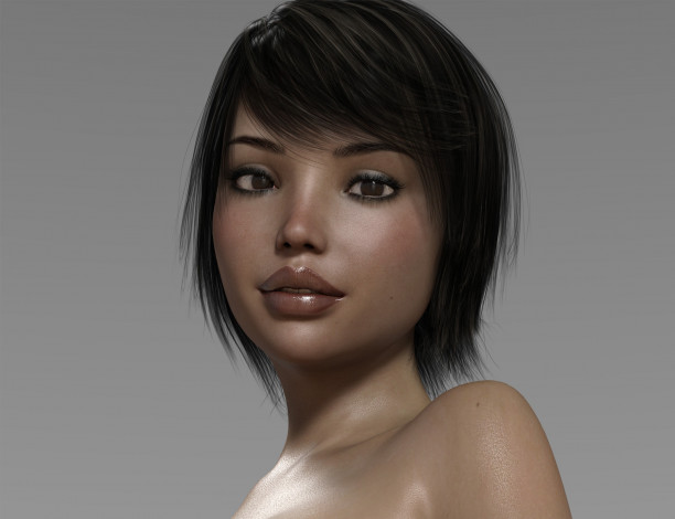 Обои картинки фото 3д графика, портрет , portraits, девушка, взгляд, фон