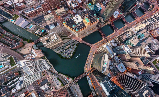 Обои картинки фото города, Чикаго , сша, город, панорама, река, дома, здания, небоскребы