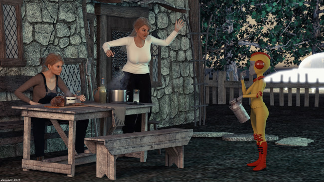 Обои картинки фото 3д графика, фантазия , fantasy, фон, взгляд, девушки