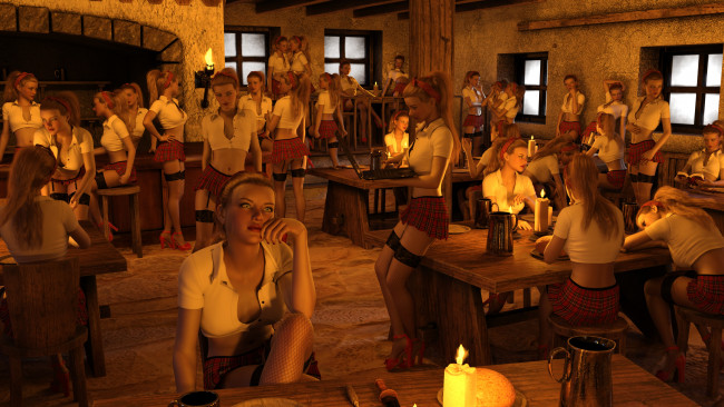 Обои картинки фото 3д графика, люди , people, фон, взгляд, девушки