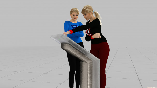 Обои картинки фото 3д графика, люди , people, фон, взгляд, девушки