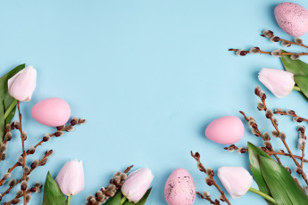 Картинка праздничные пасха праздник яйца верба