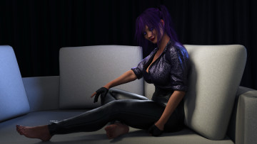 Картинка 3д+графика люди+ people девушка фон взгляд диван