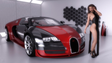 Картинка 3д+графика люди-авто мото+ people-+car+ +moto девушка фон автомобиль