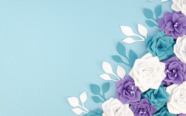 Обои картинки фото векторная графика, цветы , flowers, цветы, бумага, фон, голубой