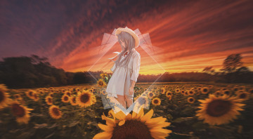 Картинка аниме пейзажи +природа девушка