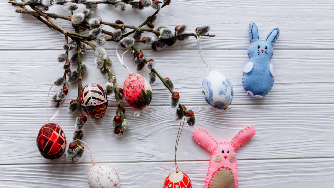 Обои картинки фото праздничные, пасха, писанки, верба