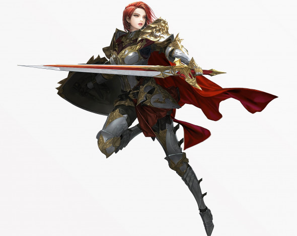 Обои картинки фото r2m, видео игры, ---другое, девушка, меч, плащ, щит