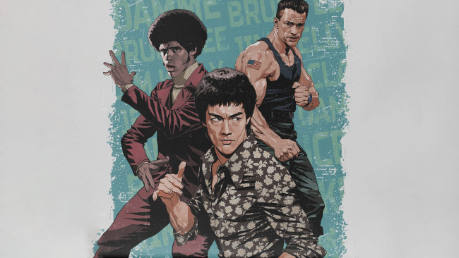 Обои картинки фото рисованное, кино,  мультфильмы, джим, келли, жан, клод, ван, дамм, брюс, ли