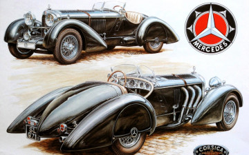 Картинка рисованное авто мото машина ретро мерседес