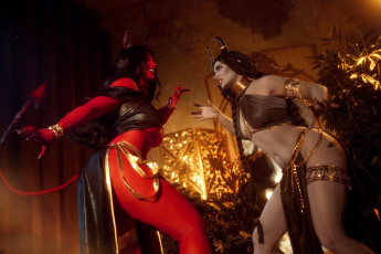 Картинка девушки мария+давыдова+ lady+melamory образы косплей наряды демоны хвосты рога фонарь