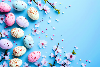 обоя праздничные, пасха, яйца, ветки, цветы