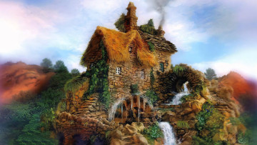 обоя 295737, рисованное, города, домик