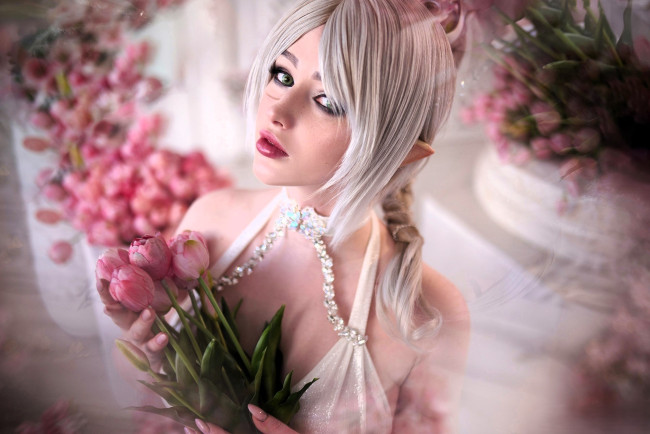 Обои картинки фото девушки, мария давыдова , lady melamory, образ, косплей, наряд, цветы