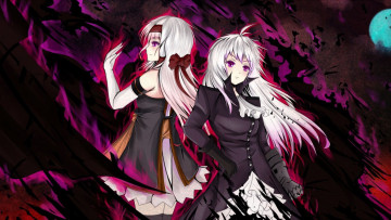 Картинка аниме weapon blood technology девушки волосы луна бантик