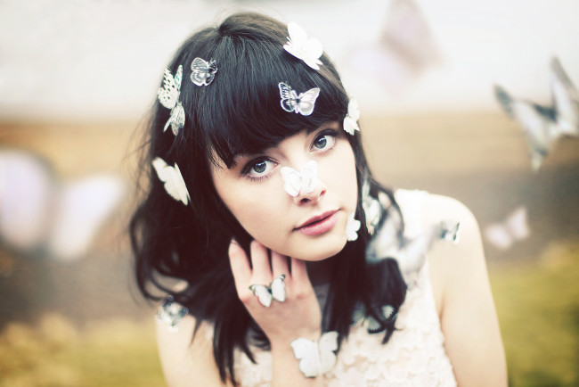 Обои картинки фото -Unsort Брюнетки Шатенки, девушки, unsort, брюнетки, шатенки, бабочки