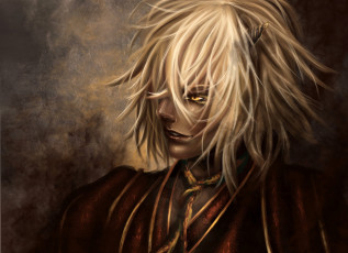 Картинка аниме hakuoki hekketsu-roku демон парень рога демоны бледной сакуры chigake kazama hakuouki