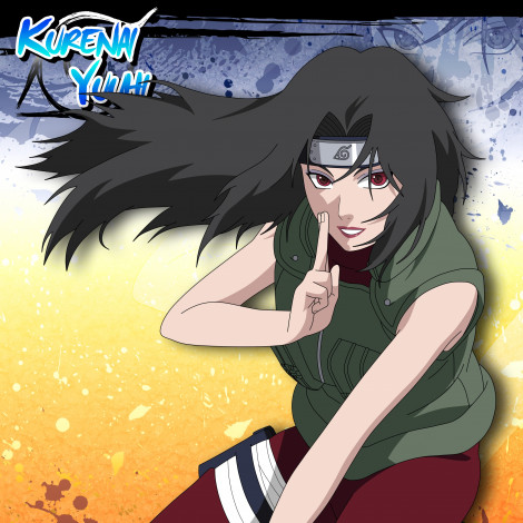 Обои картинки фото аниме, naruto, девушка, персонаж, шатенка, куренай, улыбка, печать, взгляд