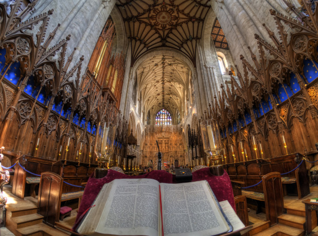 Обои картинки фото the choir of winchester cathedral, интерьер, убранство,  роспись храма, роспись, храм