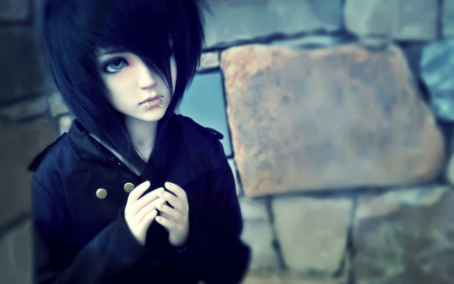 Обои картинки фото разное, игрушки, брюнетка, девушка, кукла, bjd, пирсинг