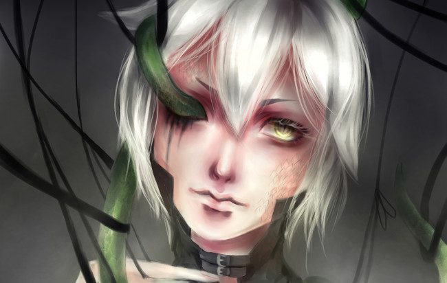 Обои картинки фото аниме, kuroshitsuji, взгляд, змея, парень, snake, тёмный, дворецкий, блондин