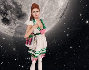 Картинка 3д+графика фантазия+ fantasy девушка взгляд фон рыжая