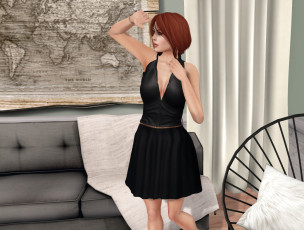 Картинка 3д+графика люди+ people девушка взгляд фон рыжая