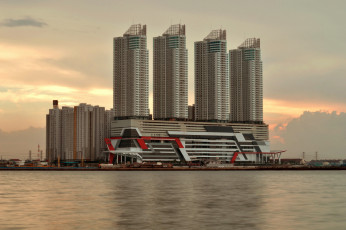 Картинка jakarta города джакарта+ индонезия небоскребы рассвет