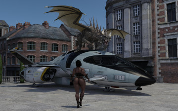 Картинка 3д+графика фантазия+ fantasy фон оружие взгляд девушка