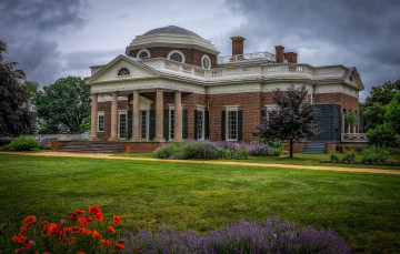 Картинка jefferson`s+monticello города -+здания +дома особняк парк