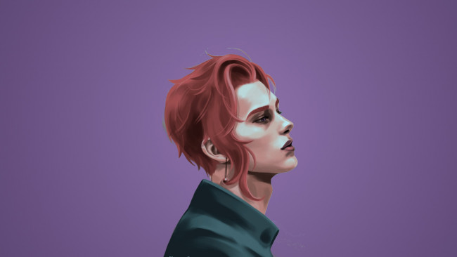 Обои картинки фото рисованное, люди, фон, взгляд