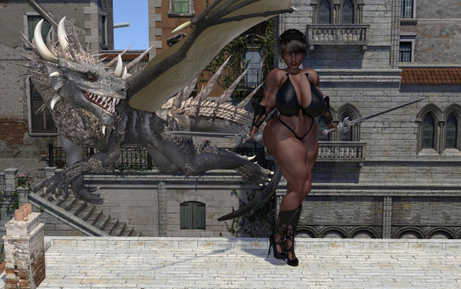 Обои картинки фото 3д графика, фантазия , fantasy, фон, взгляд, оружие, девушка