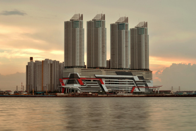 Обои картинки фото jakarta, города, джакарта , индонезия, небоскребы, рассвет