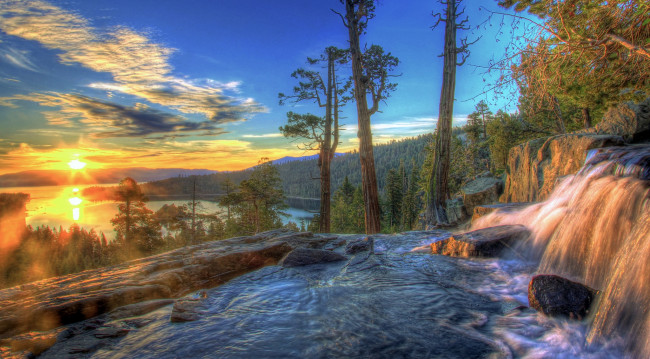 Обои картинки фото природа, водопады, водопад, река, лес