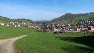 Картинка города -+пейзажи дома холмы дорога