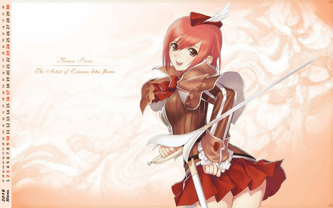 Обои картинки фото календари, аниме, оружие, взгляд, девушка