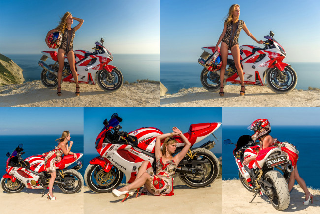 Обои картинки фото мотоциклы, мото с девушкой, девушки