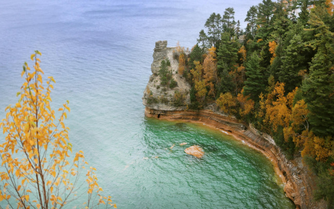 Обои картинки фото pictured rocks national lakeshore, michigan, usa, природа, побережье, pictured, rocks, national, lakeshore