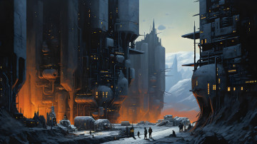 Картинка фэнтези иные+миры +иные+времена фантастический город будущего