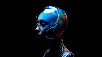 Картинка фэнтези девушки необычный шлем