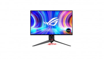 обоя компьютеры, мониторы,  ноутбуки, белый, фон, монитор, электроника, гаджет, hi-tech, asus, асус, oled, rog, swift, pg27aqdm, игровой, swif