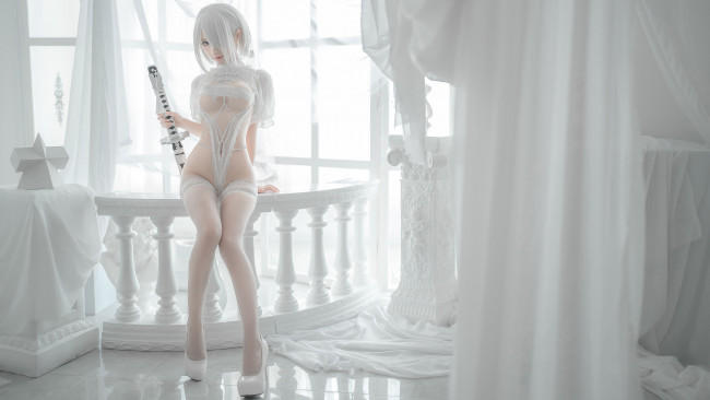 Обои картинки фото девушки, - креатив,  косплей, cosplay, азиатка, stupid, momo